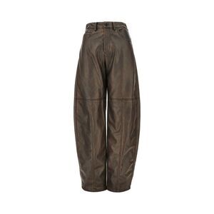 Pinko Women Faux Leather Barrel Leg Pants